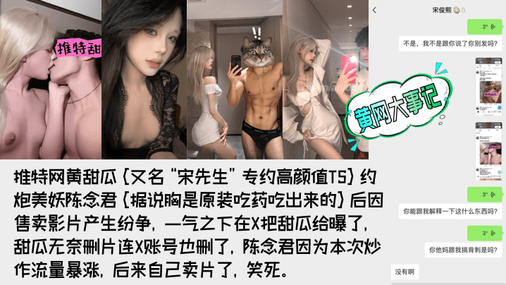 推特网黄甜瓜《又名“宋先生”专约高颜值TS》约炮美妖陈念君